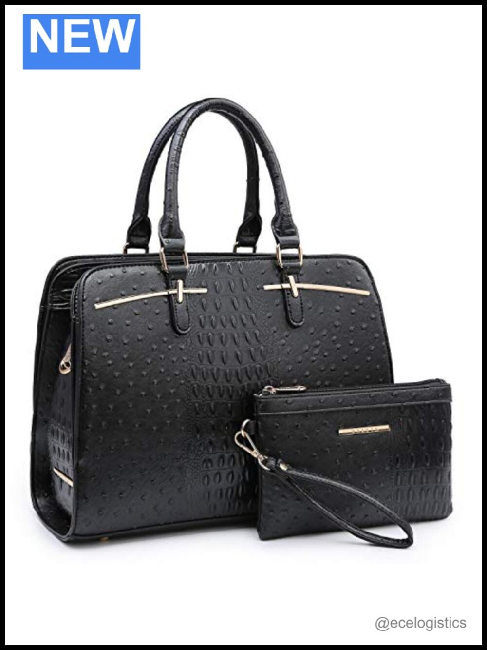 Faux Leather Woman Satchel Hobo Tote Set with 3 Compartments Shoulder Handbag